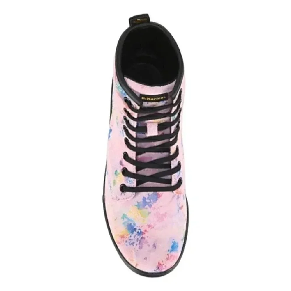 DR. MARTENS Womens Pink Sheridan Rainbow Burst SUEDE LEATHER Boot 6 New in Box